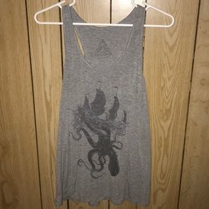 Gray Tank Top w/ Octopus Graphic
